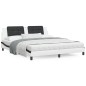 vidaXL Estructura de cama con luz LED cuero PE blanco negro 180x200 cm vidaXL Estructura de cama con luz LED cuero PE blanco negro 180x200 cm