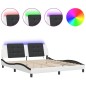 vidaXL Estructura de cama con luz LED cuero PE blanco negro 180x200 cm vidaXL Estructura de cama con luz LED cuero PE blanco negro 180x200 cm