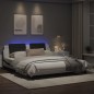 vidaXL Estructura de cama con luz LED cuero PE blanco negro 180x200 cm vidaXL Estructura de cama con luz LED cuero PE blanco negro 180x200 cm