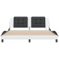 vidaXL Estructura de cama con luz LED cuero PE blanco negro 180x200 cm vidaXL Estructura de cama con luz LED cuero PE blanco negro 180x200 cm