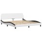 vidaXL Estructura de cama con luz LED cuero PE blanco negro 180x200 cm vidaXL Estructura de cama con luz LED cuero PE blanco negro 180x200 cm