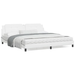 vidaXL Estructura cama con luces LED cuero sintético blanco 200x200 cm