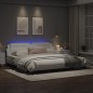 vidaXL Estructura cama con luces LED cuero sintético blanco 200x200 cm vidaXL Estructura cama con luces LED cuero sintético blanco 200x200 cm