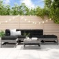 vidaXL Mesa y taburetes altos jardín 6 pzas madera maciza de pino gris vidaXL Mesa y taburetes altos jardín 6 pzas madera maciza de pino gris