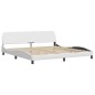 vidaXL Estructura cama con luces LED cuero sintético blanco 200x200 cm vidaXL Estructura cama con luces LED cuero sintético blanco 200x200 cm