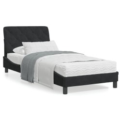 vidaXL Estructura de cama con cabecero de terciopelo negro 90x190 cm