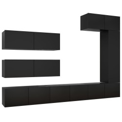 vidaXL Set de muebles de salón TV 7 piezas madera de ingeniería negro