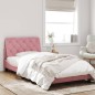 vidaXL Estructura de cama con cabecero de terciopelo rosa 100x200 cm vidaXL Estructura de cama con cabecero de terciopelo rosa 100x200 cm