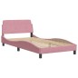 vidaXL Estructura de cama con cabecero de terciopelo rosa 100x200 cm vidaXL Estructura de cama con cabecero de terciopelo rosa 100x200 cm