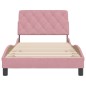 vidaXL Estructura de cama con cabecero de terciopelo rosa 100x200 cm vidaXL Estructura de cama con cabecero de terciopelo rosa 100x200 cm