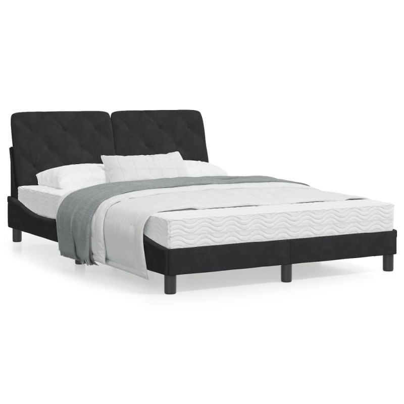 vidaXL Estructura de cama con cabecero de terciopelo negro 140x200 cm vidaXL Estructura de cama con cabecero de terciopelo negro 140x200 cm