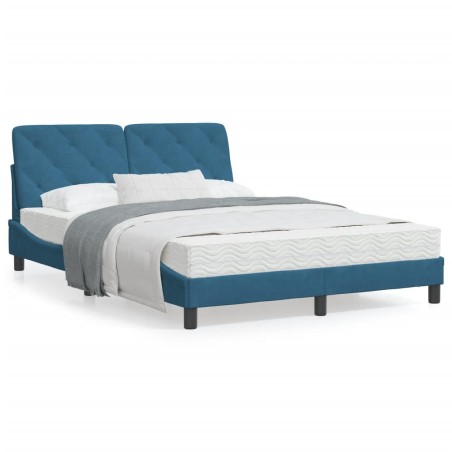 vidaXL Estructura de cama con cabecero terciopelo azul 140x200 cm