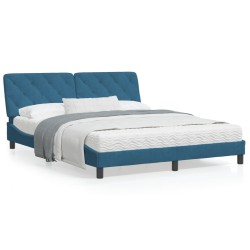 vidaXL Estructura de cama con cabecero terciopelo azul 160x200 cm