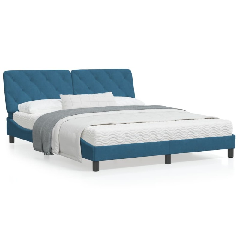 vidaXL Estructura de cama con cabecero terciopelo azul 160x200 cm vidaXL Estructura de cama con cabecero terciopelo azul 160x200 cm