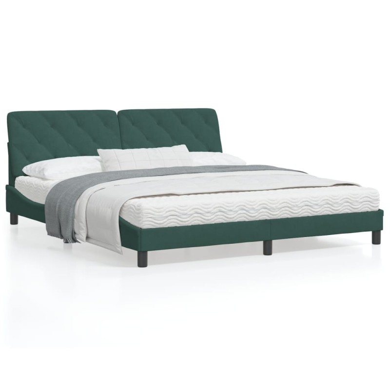 vidaXL Estructura cama con cabecero terciopelo verde oscuro 180x200 cm vidaXL Estructura cama con cabecero terciopelo verde oscuro 180x200 cm