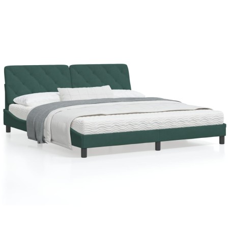 vidaXL Estructura cama con cabecero terciopelo verde oscuro 180x200 cm
