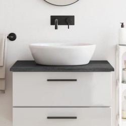 vidaXL Encimera de baño madera maciza tratada gris oscuro 80x50x2 cm