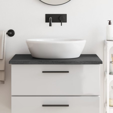 vidaXL Encimera de baño madera maciza tratada gris oscuro 80x50x2 cm