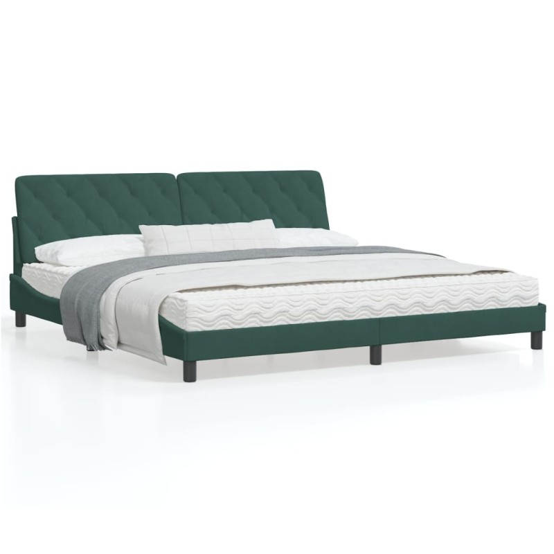 vidaXL Estructura cama con cabecero terciopelo verde oscuro 200x200 cm vidaXL Estructura cama con cabecero terciopelo verde oscuro 200x200 cm