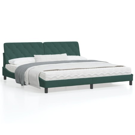 vidaXL Estructura cama con cabecero terciopelo verde oscuro 200x200 cm