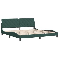 vidaXL Estructura cama con cabecero terciopelo verde oscuro 200x200 cm