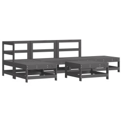 vidaXL Mesa y taburetes altos jardín 6 pzas madera maciza de pino gris