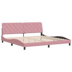 vidaXL Estructura de cama con cabecero de terciopelo rosa 200x200 cm