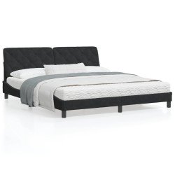 vidaXL Estructura de cama con luz LED terciopelo negro 180x200 cm