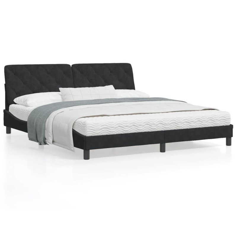 vidaXL Estructura de cama con luz LED terciopelo negro 180x200 cm vidaXL Estructura de cama con luz LED terciopelo negro 180x200 cm