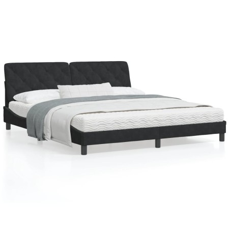 vidaXL Estructura de cama con luz LED terciopelo negro 180x200 cm