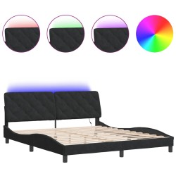 vidaXL Estructura de cama con luz LED terciopelo negro 180x200 cm