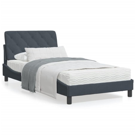 vidaXL Estructura cama con luces LED terciopelo gris oscuro 100x200 cm