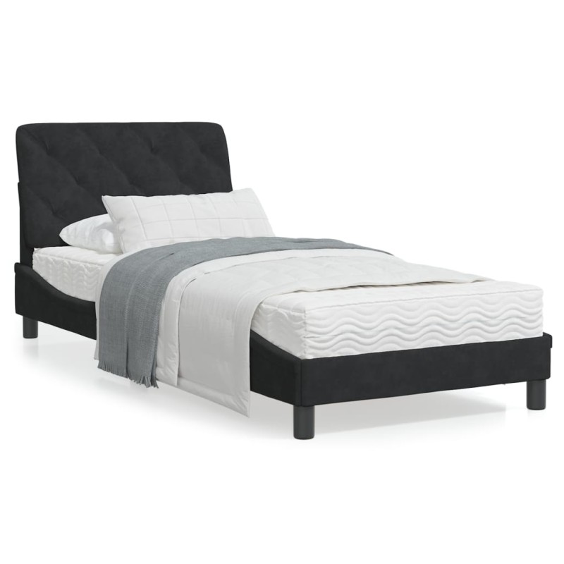 vidaXL Estructura de cama con luces LED terciopelo negro 90x200 cm vidaXL Estructura de cama con luces LED terciopelo negro 90x200 cm