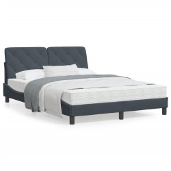 vidaXL Estructura de cama luces LED terciopelo gris oscuro 140x190 cm