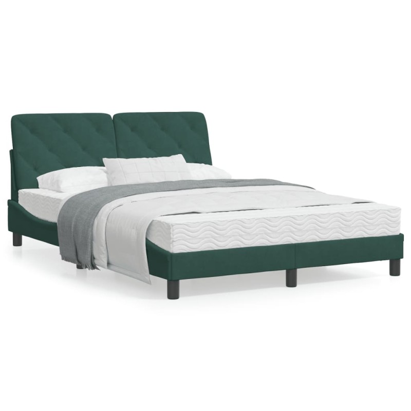 vidaXL Estructura de cama luces LED terciopelo verde oscuro 140x190 cm vidaXL Estructura de cama luces LED terciopelo verde oscuro 140x190 cm
