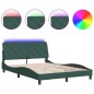 vidaXL Estructura de cama luces LED terciopelo verde oscuro 140x190 cm vidaXL Estructura de cama luces LED terciopelo verde oscuro 140x190 cm
