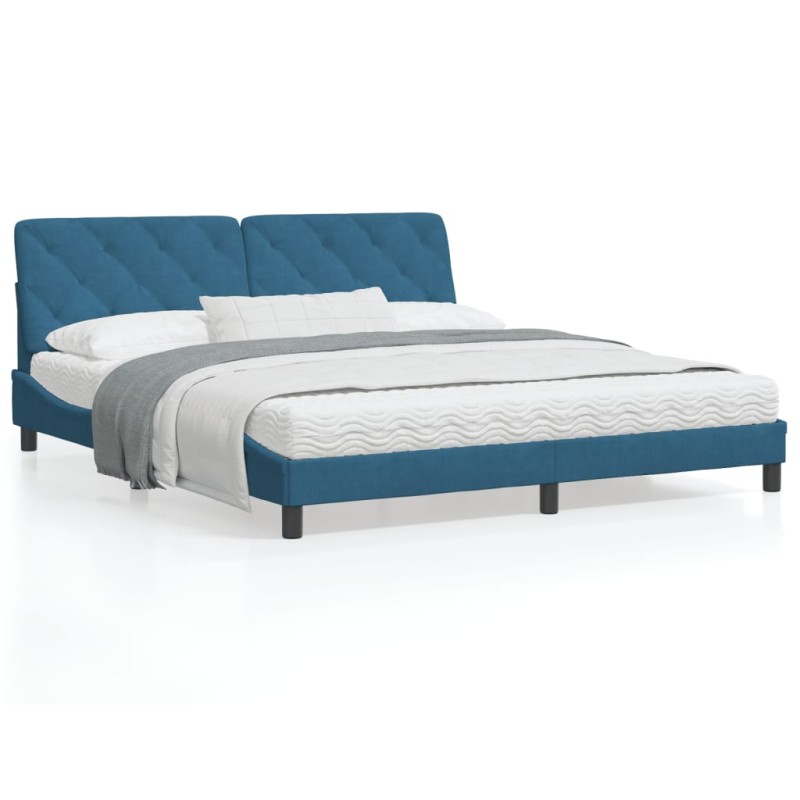 vidaXL Estructura de cama con luces LED terciopelo azul 180x200 cm