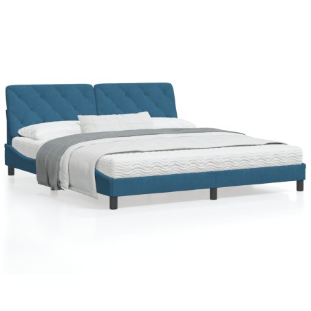 vidaXL Estructura de cama con luces LED terciopelo azul 180x200 cm