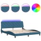 vidaXL Estructura de cama con luces LED terciopelo azul 180x200 cm