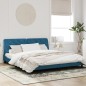 vidaXL Estructura de cama con luces LED terciopelo azul 180x200 cm