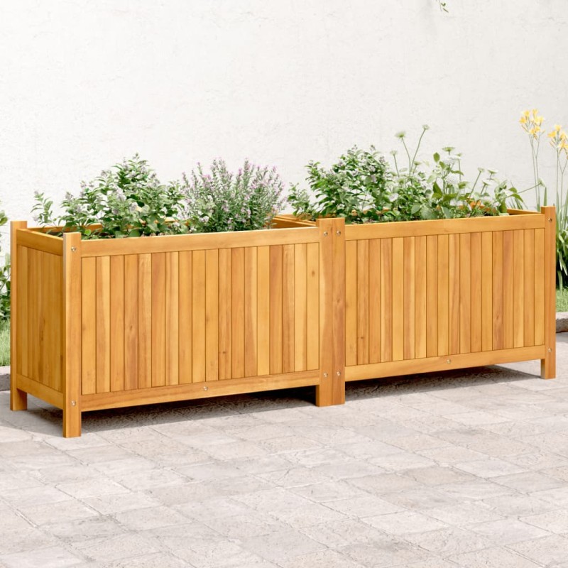 vidaXL Jardinera con forro madera maciza de acacia 153x38,5x50 cm vidaXL Jardinera con forro madera maciza de acacia 153x38,5x50 cm