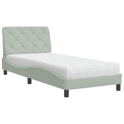 vidaXL Cama con colchón terciopelo gris claro 80x200 cm