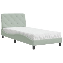 vidaXL Cama con colchón terciopelo gris claro 90x200 cm
