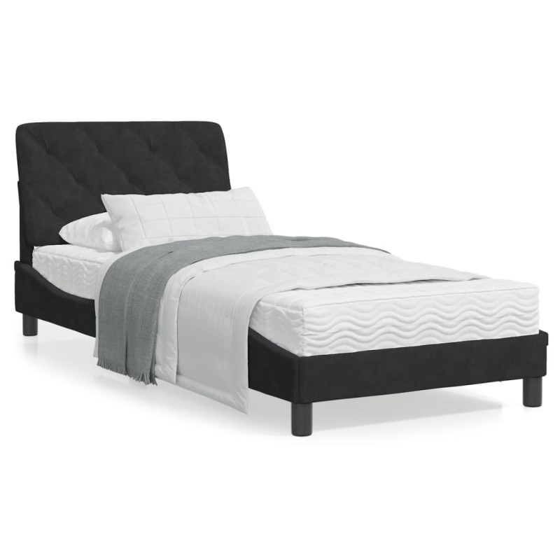 vidaXL Cama con colchón terciopelo negro 90x200 cm vidaXL Cama con colchón terciopelo negro 90x200 cm