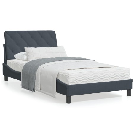 vidaXL Cama con colchón terciopelo gris oscuro 100x200 cm