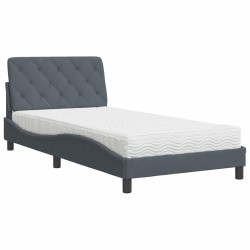 vidaXL Cama con colchón terciopelo gris oscuro 100x200 cm