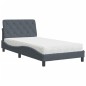 vidaXL Cama con colchón terciopelo gris oscuro 100x200 cm vidaXL Cama con colchón terciopelo gris oscuro 100x200 cm