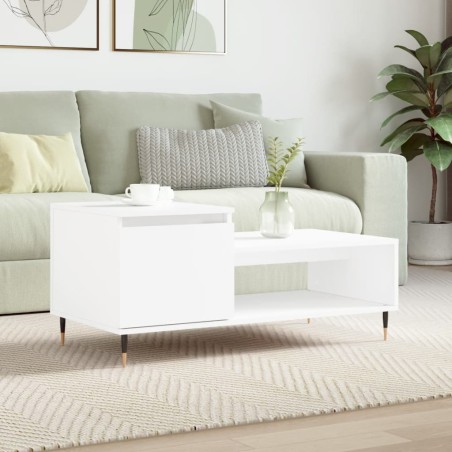 vidaXL Mesa de centro madera contrachapada blanco 100x50x45 cm