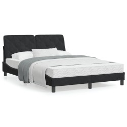 vidaXL Cama con colchón terciopelo negro 120x200 cm