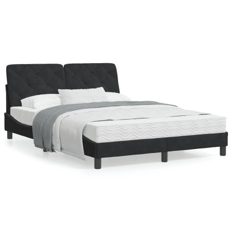 vidaXL Cama con colchón terciopelo negro 120x200 cm